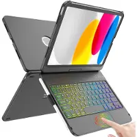 SP Ipad Hoes met Toetsenbord - Toetsenbordhoes voor IPad - Toetsenbord met 7 Kleurige Achtergrondverlichting - Zwart - 3cm x 18cm x 27cm