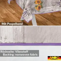 ANRO Tafelkleed Provence Grijs 180x120cm Met sierband Afwasbaar Waterafstotend Binnen & Buiten
