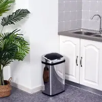 HAUSS SPOLE Prullenbak – Sensoropening Met IR Sensor – 30 Liter – Roestvrij Staal – Zilver – Voor Keuken En Kantoor – Handmatige Bediening