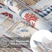 ANRO Tafelkleed Maritiem Rood Rond Ø100cm Met sierband Afwasbaar Waterafstotend Binnen & Buiten