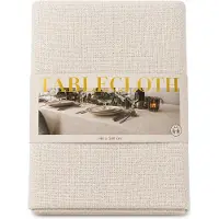 Benza Tafelkleed Crème met Gouden Draad – 140 × 240 cm – Luxe Katoenmix – Kerst & Feestdagen – Wasbaar op 40 °C