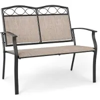 Costway Tuinbank weerbestendig, Outdoor zitbank voor 2 personen, balkonbank met metalen frame, ademende stof, tot 300 kg belastbaar, voor tuin, balkon, terras.
