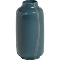 Woood Selena Vaas - Glas - Petrolblauw Met Streep Grijs - 35x18x18