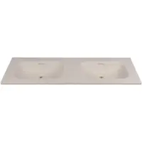 Saniclass Torino Meubelwastafel - 140.5x46x17.5cm - solid surface - 2 wasbakken - zonder kraangaten - off-white