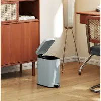 HAUSS SPOLE Prullenbak – 5 Liter – Met Voetpedaal En Losse Binnenemmer – 29,2 x 14 x 32 cm – Metaal – Grijs – Voor Badkamer En Kantoor