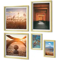 Coloray 5-Delige Schilderij Set - Rustgevende Natuurlandschappen Met Zen- En Harmonie-Motieven. - 50 x 50 cm, 20 x 30 cm En 40 x 60 cm - Muurdecoratie - Wanddecoratie - Hal - Woonkamer Decoratie