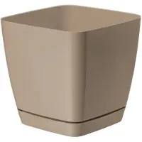 Form-Plastic Toscana Pot 13cm Cafe Latte - Vierkant met Schotel van