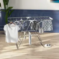 STILVORA Droogrek Opvouwbaar En Draagbaar 148 X 60,5 X 98 Cm Rvs Kunststof Zilver Staand Met Zijvleugels En Antislip Voor Wasgoed