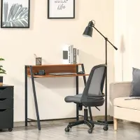 OKWISH Bureau - Computertafel Met Kabeldoorvoer En Opbergrek - 84 x 45 x 85 cm - Compact Voor Thuiskantoor En Werkkamer - MDF Walnoot