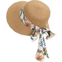 VHV -Dames Zonnehoed met Brede Rand - UPF 50+ UV Bescherming Strohoed - Elegante Strandhoed met Strik - Franse Stijl Zomerhoed voor Vakantie en Reis - Khaki