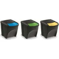 Prosperplast Sortibox Afvalscheidingsbakken Set 3x25L - Stapelbaar & Kleurcodering