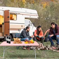 HAUSS SPOLE Campingtafel - Opvouwbaar Met Handgreep En Sterk Frame - Voor Kamperen Picknick En Feest - Kunststof En Staal - 180x73,6x73,6 Cm - Roze
