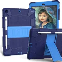 Mobigear Tablethoes geschikt voor Apple iPad 7 (2019) Hardcase Backcover | ShieldStand + Stylus Houder | Schokbestendig iPad 7 (2019) Telefoonhoesje | Anti Shock Proof + Standaard - Blauw