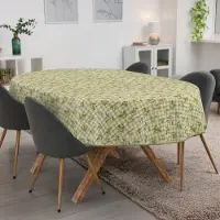 ANRO Tafelkleed Citroenen Groen Ovaal 220x140cm Met sierband Afwasbaar Waterafstotend