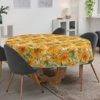 ANRO Tafelkleed Zonnebloemen Meerkleurig Rond Ø140cm Met sierband Afwasbaar Waterafstotend