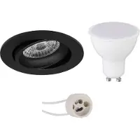 BES LED GU10 Inbouwspot Set - Mat Zwart - Inbouw Rond - Kantelbaar - Pragmi Delton Pro - 4W - Warm Wit 3000K - Ø82mm
