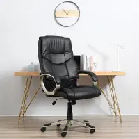 OKWISH Bureaustoel 70 x 58 x 114-124 cm - Verstelbaar, Draaibaar En Met Wipfunctie - Voor Kantoor - Metaal - Zwart