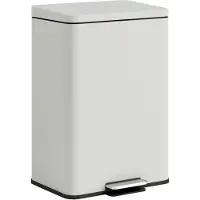 HOMCOM Prullenbak - Metaal en PP - 34,2 x 30,6 x 44,2 cm - Crème