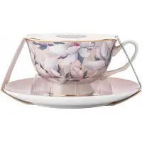 Altomdesign Magnolia Rose Porseleinen Kop in Schotel Set - 220 ml