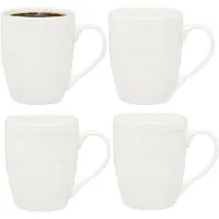 Secret De Gourmet koffie kopjes - Ivory - 4x stuks - wit - 350 ml - mokken - porselein - met stijlvol decoratie motief