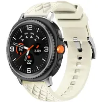 Strap-it diamond leren hybrid bandje smartwatchband geschikt voor Samsung Galaxy Watch 9 (40/44mm) / Watch 8 (40/44mm) / 8 Classic (46mm) - beige