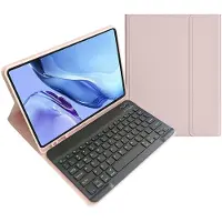 Mobigear Tablethoes geschikt voor Apple iPad Mini 7 (2024) Hoes | Keys QWERTY Bluetooth Toetsenbord Bookcase + Stylus Houder - Roze