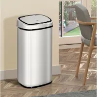 HAUSS SPOLE Prullenbak – Sensorbediening En Automatisch Openen – 68 Liter – Roestvrij Staal – Zilverkleurig – Voor Keuken En Woonruimte