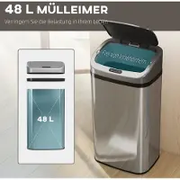 HAUSS SPOLE Prullenbak – Sensorprullenbak Met Automatisch Openen En Sluiten – 48 Liter – Metaal En Kunststof – Zilver – Keuken Of Kantoor