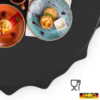 ANRO Tafelkleed Effen linnenlook Antraciet Rond Ø120cm Rechte rand Afwasbaar Waterafstotend