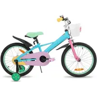 ALLVIA Kinderfiets 18 Inch - Kinderfiets 16 Inch - Fiets - met Mand en Stabilisatoren - voor Meisjes en Jongens - Veelkleurig - ‎103 cm x 49 cm x 22 cm