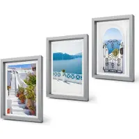 Coloray 4-Delige Schilderij Set - Witte trap met planten, uitzicht op zee en poort - 20 x 30 cm - Wanddecoratie - Schilderijen Set - Interieur - Interieur Decoratie