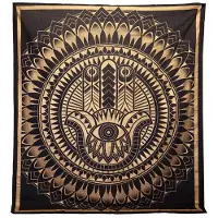BERK Katoenen Bedsprei & Wandkleed – Hamsa – 200 x 230 cm – Zwart Goud