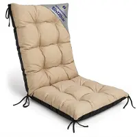 Amazinggirl Tuinstoelkussens Hoge Rug 50x120 cm - Kussens voor Tuinstoelen & Standenstoel Terrasstoel Beige Stoelkussens Tuin Zitkussen Extra Dik 10 cm met Bindlinten