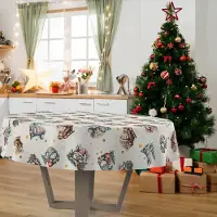 ANRO Tafelkleed Kerstman Groen Rond Ø120cm Rechte rand Afwasbaar Waterafstotend Binnen & Buiten