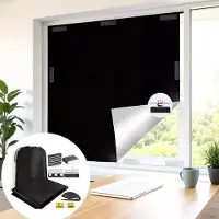 VHV - Verduisterend gordijn - Blackout gordijn - Reisgordijn - Lichtdicht - Zonder boren - Draagbaar - Voor babykamer en slaapkamer - Op reis - 300 x 148 cm - Magnetisch model- Zwart