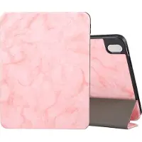 Mobigear Tablethoes geschikt voor Apple iPad Air 11 Inch (2026) Hoes | Tri-Fold Marble Bookcase + Stylus Houder - Roze