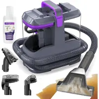 QA Draagbare Tapijtreiniger 450W 13kPa, Tapijtreiniger voor Tapijten, Bank, Auto en Meubels, met 3 Borstels en Dubbel Reservoir Zelfreinigend Systeem, Lichtgewicht 2,6kg
