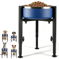 VHV Voerbak Hond met standaard - RVS Voerbak - Hoogtes - Slow Feeder - Zwart