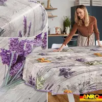 ANRO Tafelkleed Provence Grijs Ovaal 280x140cm Met sierband Afwasbaar Waterafstotend Binnen & Buiten