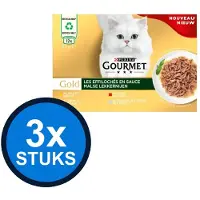 Gourmet 3x - Gold blik malse lekkernijen kip/zalm/rund/zeevis 12x85gr