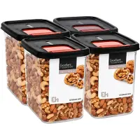 Excellent houseware Voedselcontainer strooibus - 4x - transparant/zwart - 1600 ml - kunststof - 16 x 11 x 14 cm