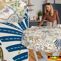 ANRO Tafelkleed Ethno Meerkleurig Rond Ø140cm Met sierband Afwasbaar Waterafstotend Binnen & Buiten