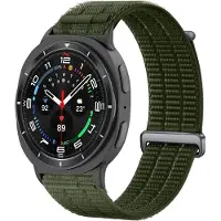 Strap-it Nylon 'Air' bandje geschikt voor Samsung Galaxy Watch 9 (40/44mm) / Watch 8 (40/44mm) / Classic (46mm) - Donkergroen