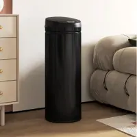 HAUSS SPOLE Sensorprullenbak – 50 Liter Soft Close – 30,5 x 30,5 x 85 cm – Metaal – Zwart – Contactloos Voor Keuken En Bijkeuken