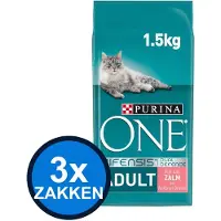 Purina One 3x - Adult Zalm & Verse Groenten - Kattenvoer Droogvoer - 1,5 kg