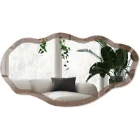 Wallfluent Herfsttapijt Spiegel - Bruin Rechthoekige Spiegel Voor Interieur - Organische Spiegel - Woonkamer - Rustiek - 45x90 cm - Totale afmeting 52x97 cm