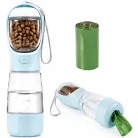VHV - Honden Drinkfles - 4-in-1 Waterfles met Voerbak 400 ml - Voor Wandelen
