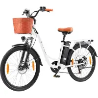 SmartAI Elektrische Fiets - 250W Motor - 36V14.5Ah Accu - 26x1.75" Banden - Max Snelheid 25km/u - Max Bereik 60-75km - Shimano 6 Versnellingen - Wit