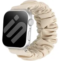 Strap-it Scrunchie bandje Nylon 44/45/46/49mm geschikt voor Apple Watch 1/2/3/4/5/6/7/8/9/10/11/SE/SE2/SE3/Ultra (2/3) - Maat: 44/45/46/49mm (Sterrenlicht)