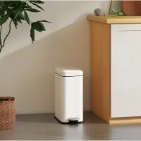 HAUSS SPOLE Prullenbak – 5 L – Pedaalemmer Met Deksel En Binnenemmer – Metaal – Wit – Voor Badkamer, Slaapkamer En Kantoor